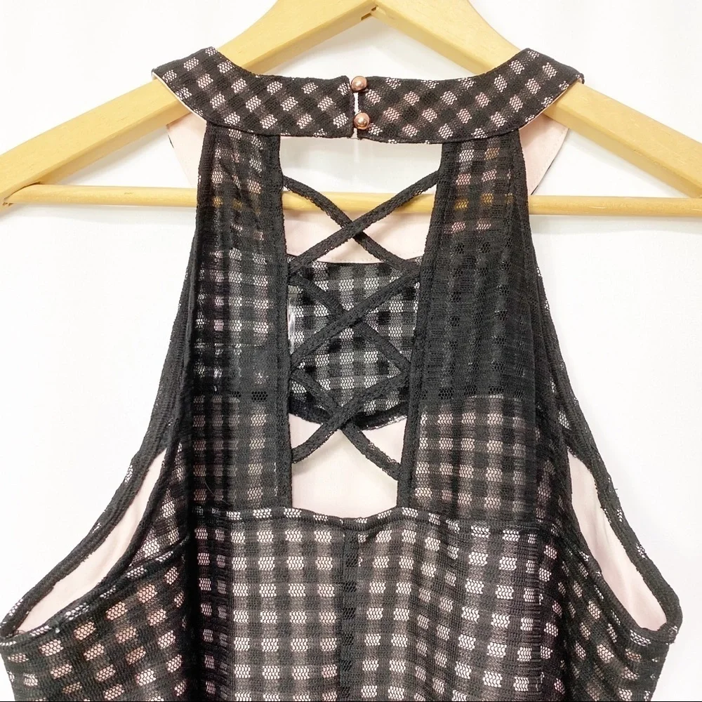 NWT-Candies-Black Semi Sheer Overlay Pink Dress L - Picture 7 of 12